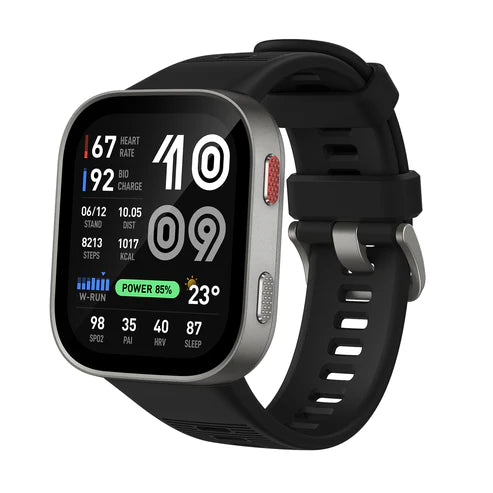 Amazfit Bip Max AMOLED GPS smartwatch with 20-day battery, fitness tracking and health monitoring.