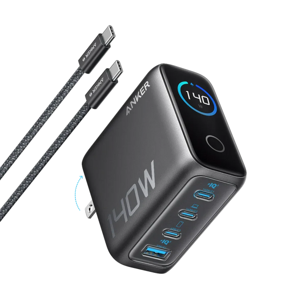 Anker B2697 Laptop Charger (140W, 4‑Port, PD 3.1) with USB‑C Cable – Price in Pakistan | dynsol.pk - dynsol