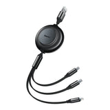 BASEUS Bright Mirror 2 Series Retractable 3-in-1 Fast Charging Data Cable USB to M + L + C – 3.5A 1.1M Black – Price in Pakistan | Dynsol.pk - dynsol