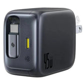 BASEUS EnerCore CJ11 Fast Charger with Retractable Cable – 45W (2C) US/JP, Cosmic Black | Price in Pakistan