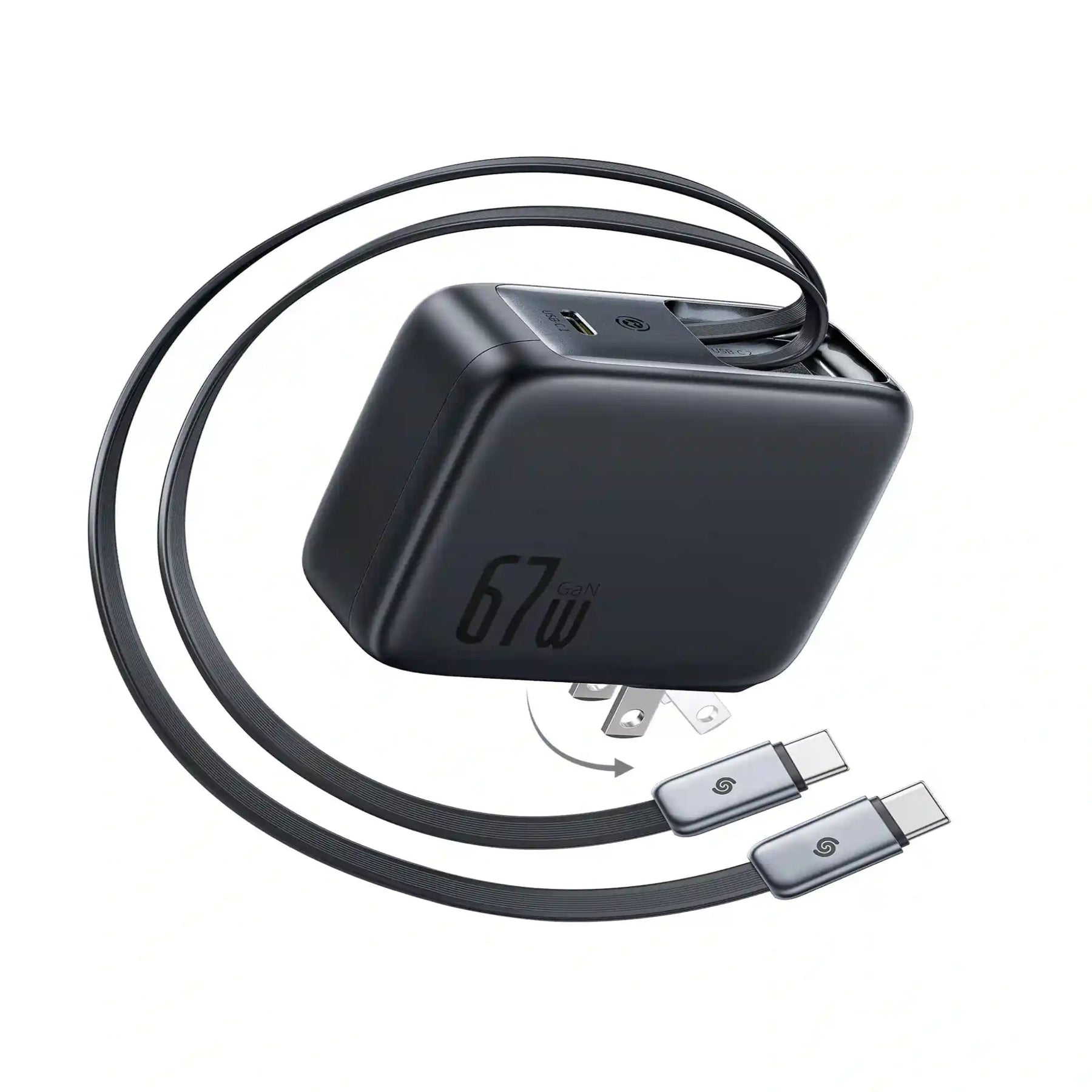 BASEUS EnerCore CJ21 Fast Charger with Dual Retractable Cables – 3C 67W US/JP, Cosmic Black | Price in Pakistan