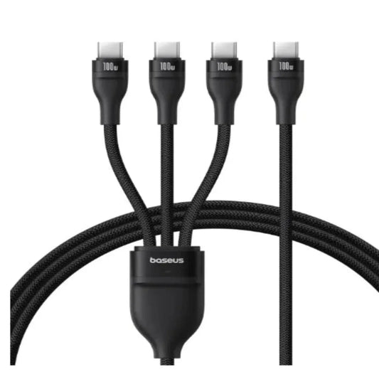 BASEUS Flash Series 3 One-for-Three Fast Charging Cable Type-C to C+C+L – 100W, 1.5M (Cluster Black) Price in Pakistan | Dynsol.pk - dynsol