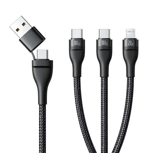 BASEUS Flash Series 3 Two-for-Three Fast Charging Cable U+C to C+C+L – 100W, 1.5M Price in Pakistan | Dynsol.pk - dynsol