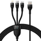 BASEUS Flash Series II One-for-Three Fast Charging Data Cable USB to M + L + C – 66W, 1.2M Black Price in Pakistan | Dynsol.pk - dynsol