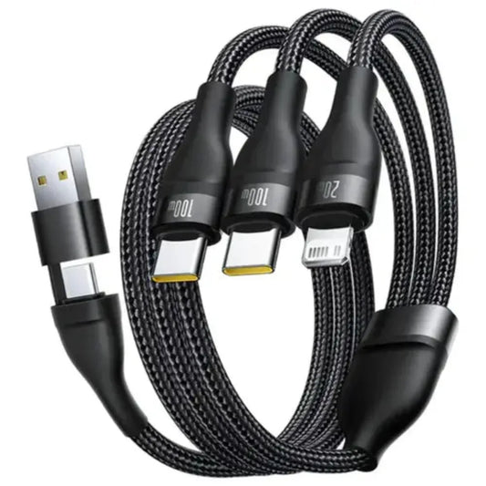 BASEUS Flash Series II Two-for-Three Fast Charging Cable (U+C to M+L+C) 100W – 1.2M Black Price in Pakistan | Dynsol.pk - dynsol