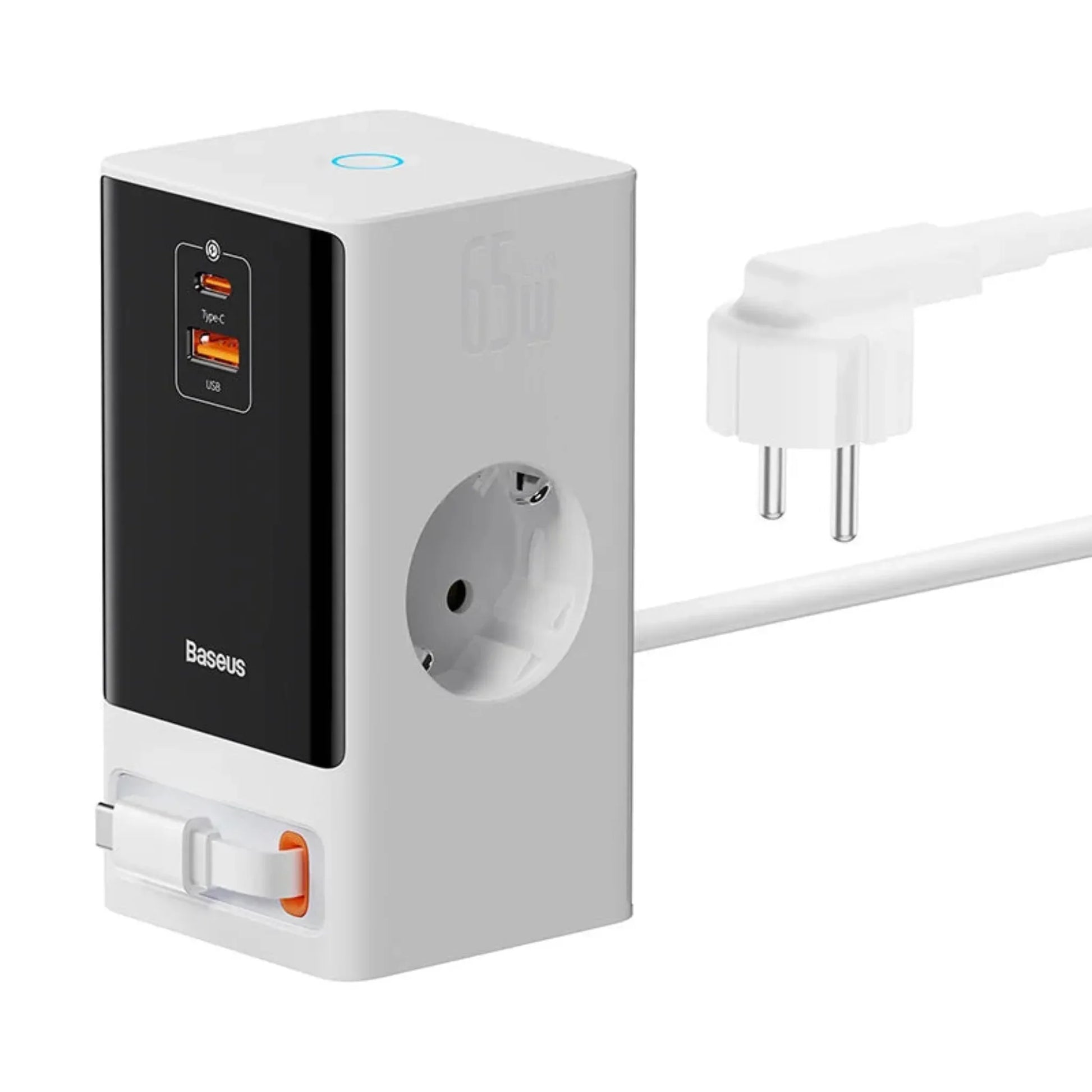 BASEUS POWERCOMBO Digital Powerstrip 2AC + 1U + 1C + Retractable-C 65W Smart Power Strip – Best Price in Pakistan | Dynsol.pk - dynsol