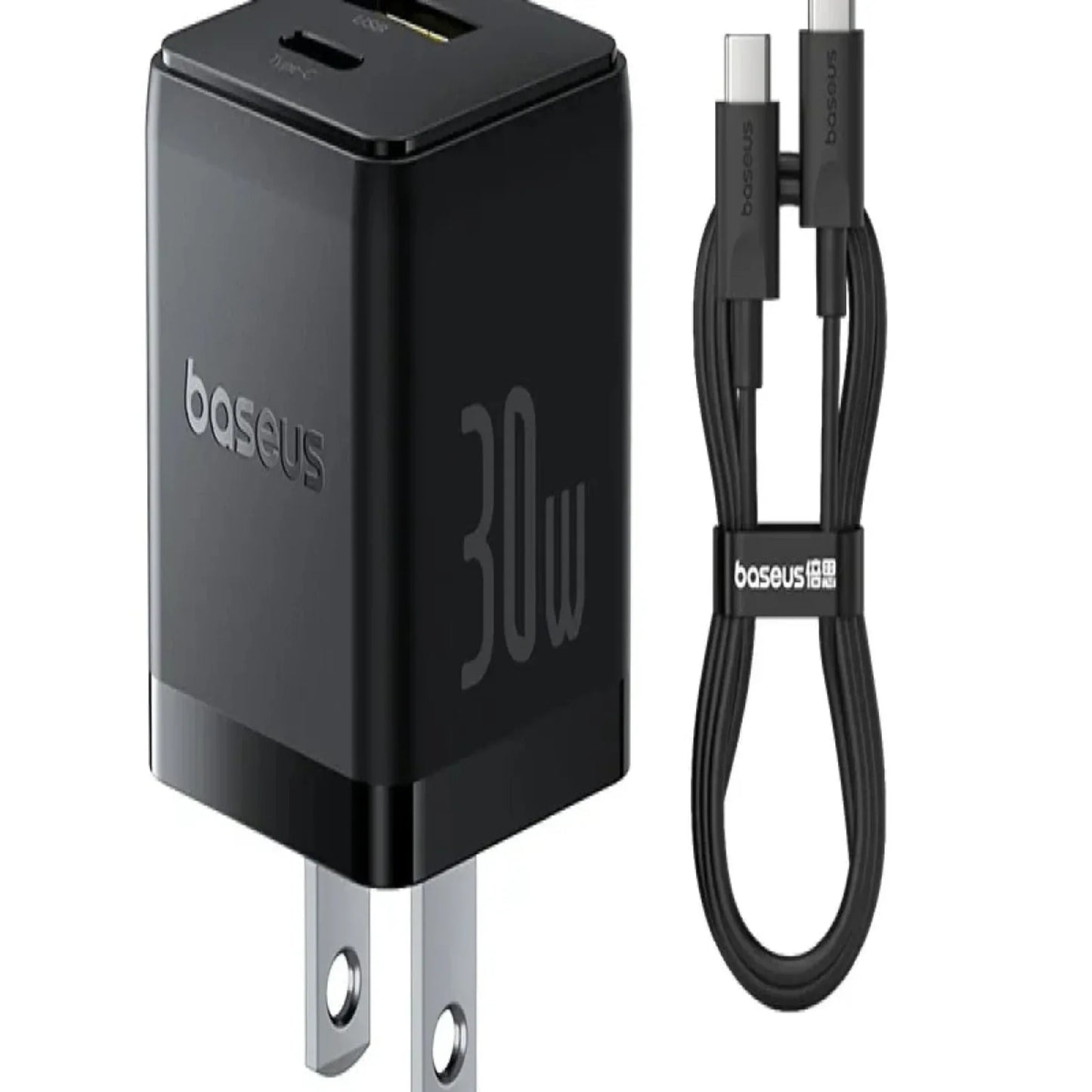 BASEUS Palm Fast Charger C+U 30W US – Cluster Black (With Baseus Mini White USB-C to USB-C 60W Cable) Price In Pakistan - dynsol
