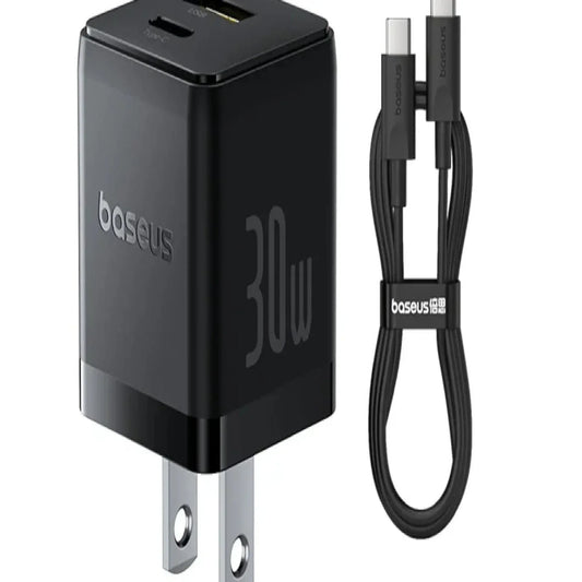 BASEUS Palm Fast Charger C+U 30W US – Cluster Black (With Baseus Mini White USB-C to USB-C 60W Cable) Price In Pakistan - dynsol