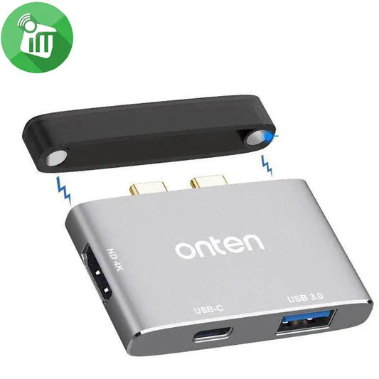 Onten 9177S Dual USB-C to HDMI Adapter With USB 3.0 and PD Port - dynsol