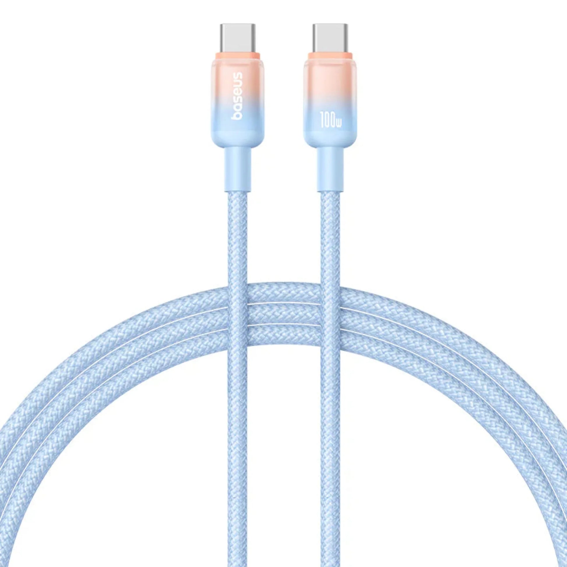 BASEUS Discolor Fast Charging Cable USB-C to USB-C – 100W (1M / 2M) Blue-Green - dynsol