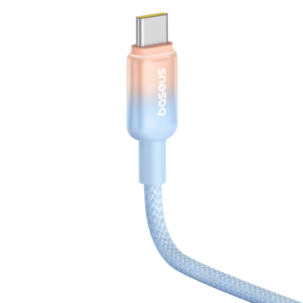 BASEUS Discolor Fast Charging Cable USB-C to USB-C – 100W (1M / 2M) Blue-Green - dynsol