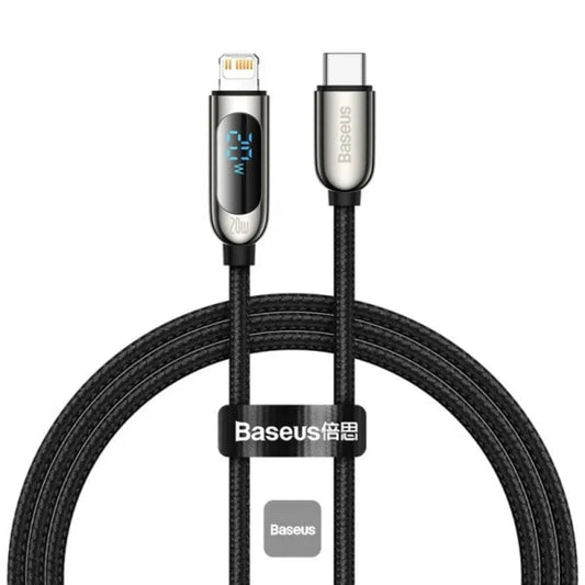 BASEUS Display Fast Charging Data Cable Type-C to iP – 20W, 1M (Black) - dynsol