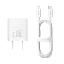 Baseus GaN5 Fast Charger 1C 20W CN Set (Mini) (with TypeC to iP Cable