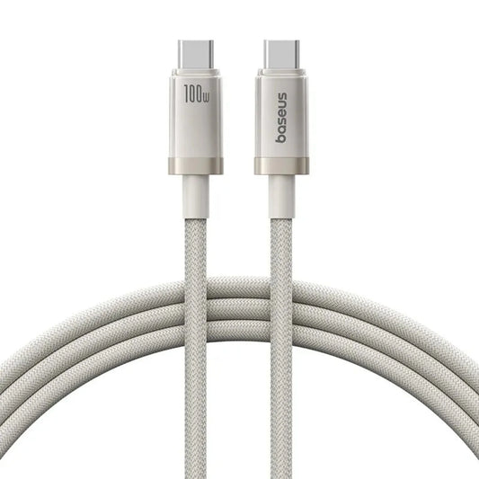 BASEUS Titanium Alloy Fast Charging Cable Type-C to Type-C – 100W, 1M (Galaxy Titanium Gold) - dynsol