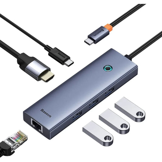 Baseus Ultra Joy Series 6 Port HUB Docking Station – Gray - dynsol