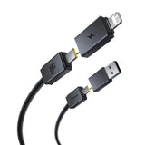 BASEUS Versatile Two-for-Two Fast Charging Cable U + C to C + L – 60W (1M / 2M) Cosmic Black - dynsol