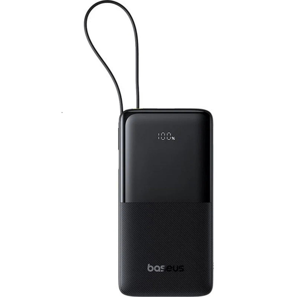 BASEUS BIPOW 2 Digital Display Power Bank with Built-in USB-C Cable 10000mAh – 20W Cluster Black
