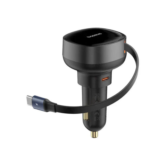 BASEUS Enjoyment Pro Car Charger Price in Pakistan – 60W Cluster Black (C + Retractable Type-C Cable)