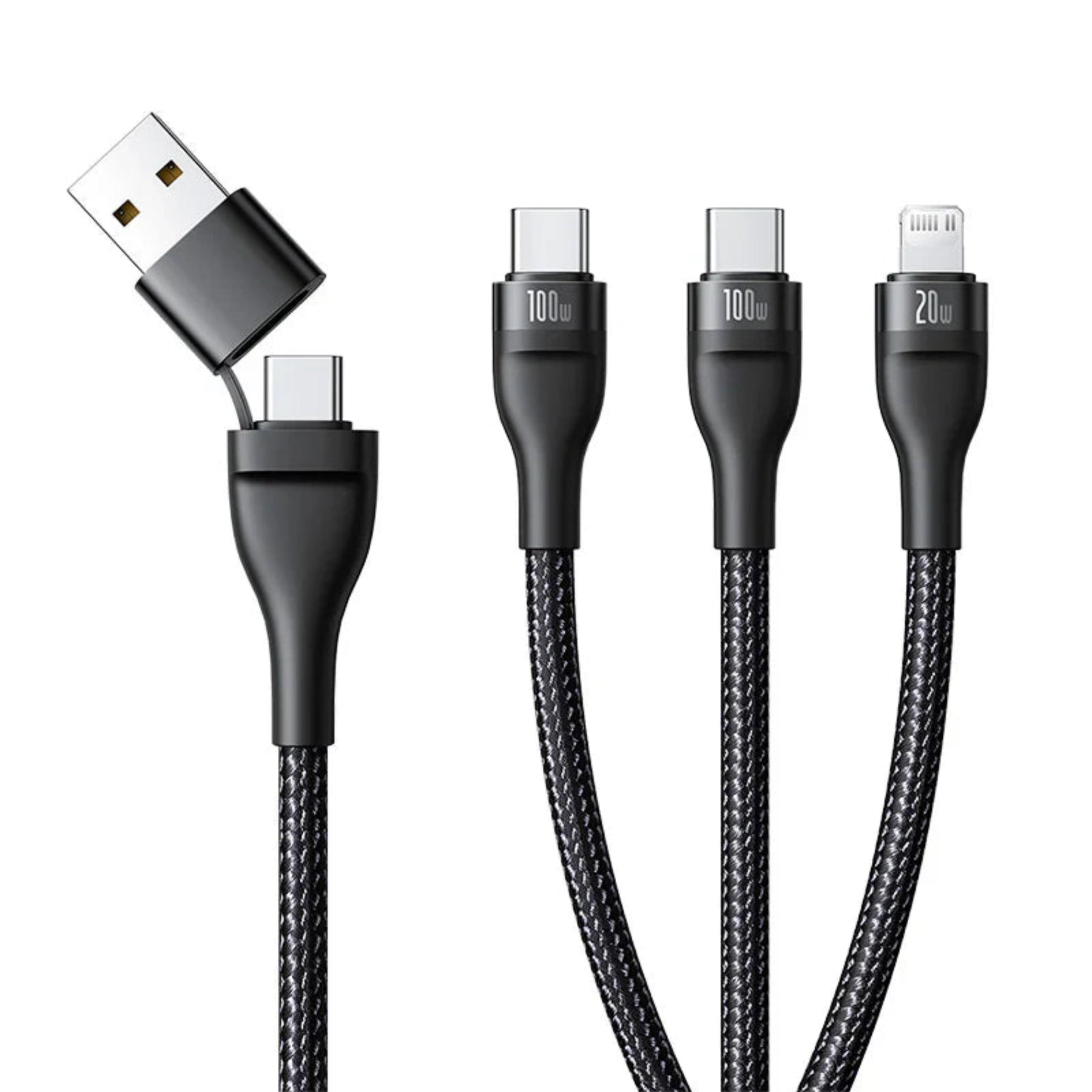 BASEUS Flash Series 3 Two-for-Three Fast Charging Cable U+C to C+C+L – 100W, 1.5M