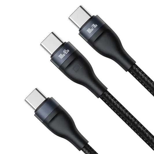Baseus Flash Series 2 in 1 Fast Charging Data Cable 100W Type-C To C+C 1.5M Price in Pakistan | Dynsol.pk - dynsol