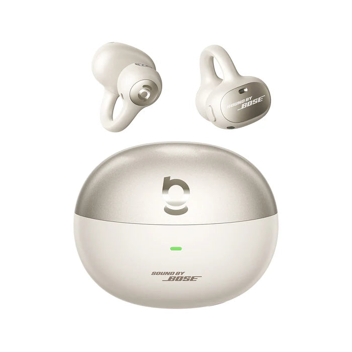 Baseus Inspire XC1 open-ear true wireless earbuds in white with charging case, top view