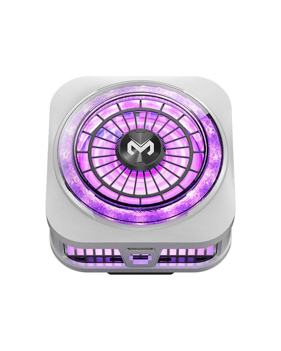 Memo CX21 18W magnetic RGB phone cooler with back clip, semiconductor cooling, and mobile gaming radiator design.