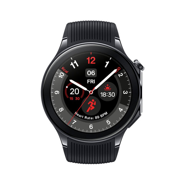 OnePlus Watch 2 Black Steel smartwatch with round AMOLED display and black strap