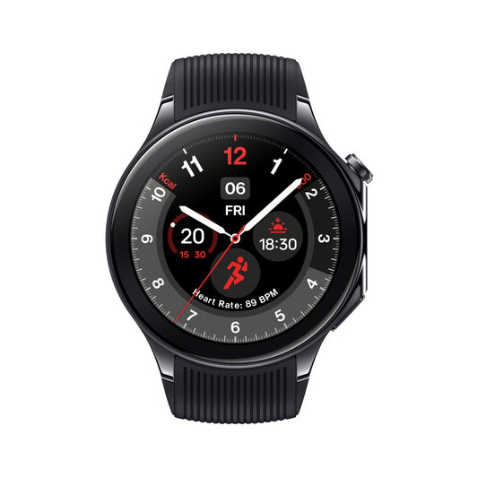 OnePlus Watch 2 Black Steel smartwatch with round AMOLED display and black strap