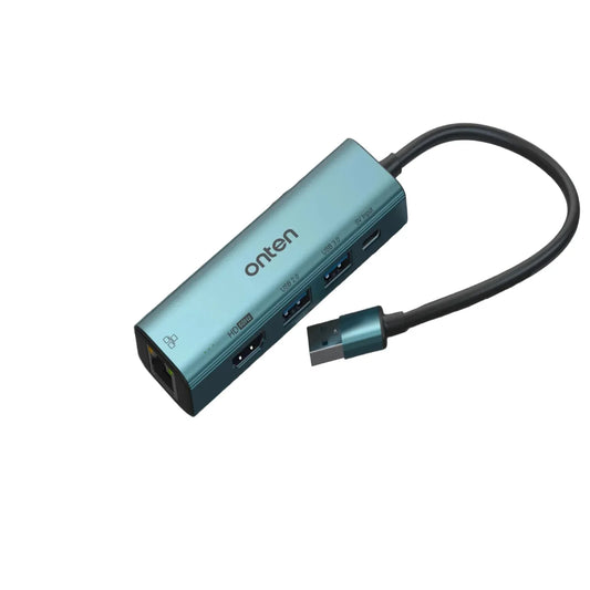 Onten US125 USB to HDMI Hub 5-in-1 with RJ45, USB 3.0 &amp; USB 2.0 – Best Price in Pakistan | dynsol.pk - dynsol