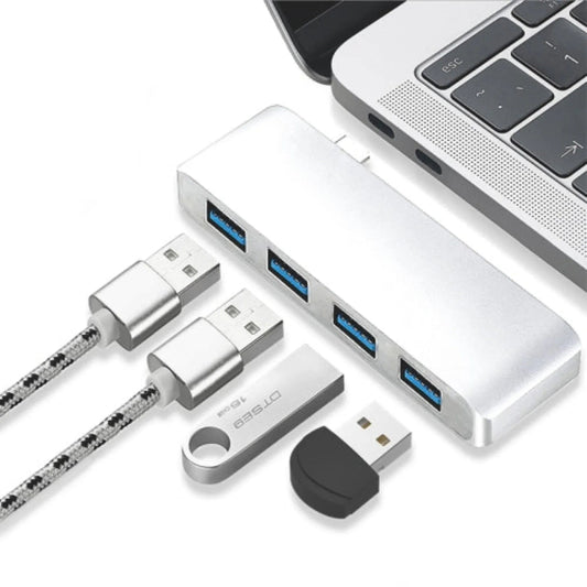Basix T4 USB-C / Type-C tob 4 USB 3.0 HUB Aluminum Alloy Adapter - dynsol