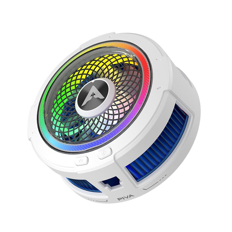 PIVA B2 magnetic mobile cooling fan with 20W semiconductor cooling, back clip mount and RGB light for gaming phones.