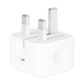 An Apple 20W Power Adapter with a USB-C port in a white color.