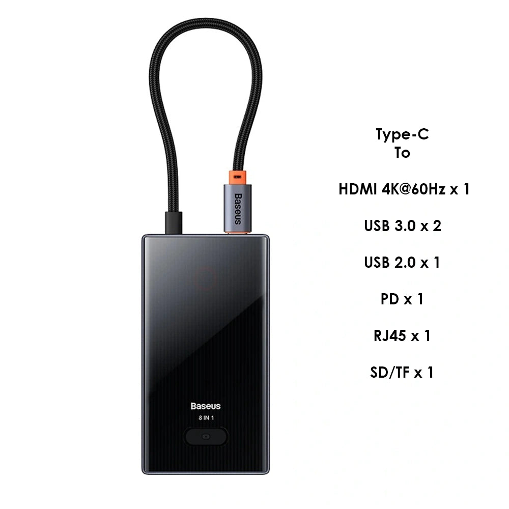 Baseus (WKYY030313) PioneerJoy 8-Port Type-C HUB Adapter