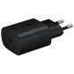 Samsung 25W USB-C fast charging adapter in black with 2-pin plug and single Type-C port
