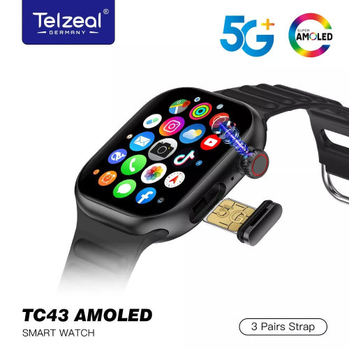 Telzeal TC43 Android Smart Watch | AMOLED Display, 360° Rotating Camera