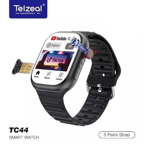 Telzeal TC44 Android Smart Watch | AMOLED Display, 4G SIM Calling &amp; Rotating Camera 