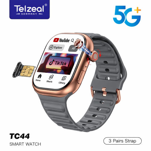 Telzeal TC44 Android Smart Watch | AMOLED Display, 4G SIM Calling &amp; Rotating Camera 