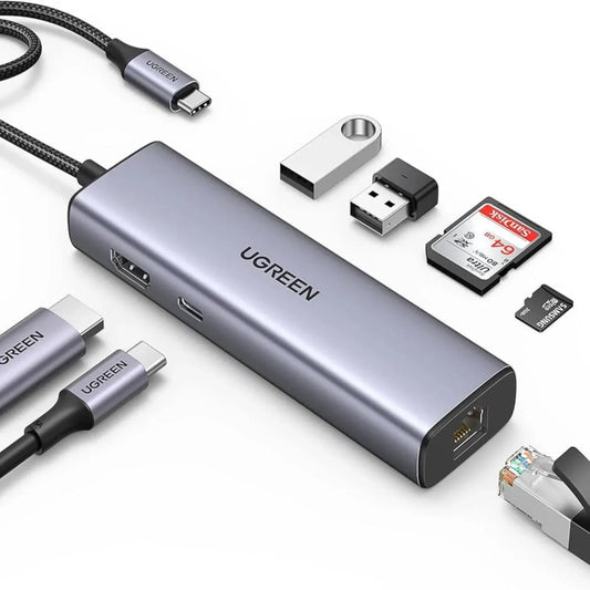 UGREEN 90119 USB-C Hub – 2×USB 3.0 + 1×USB 2.0 + 2×HDMI + RJ45 + SD + TF + PD (4K@60Hz) – Best Price in Pakistan | Dynsol.pk - dynsol