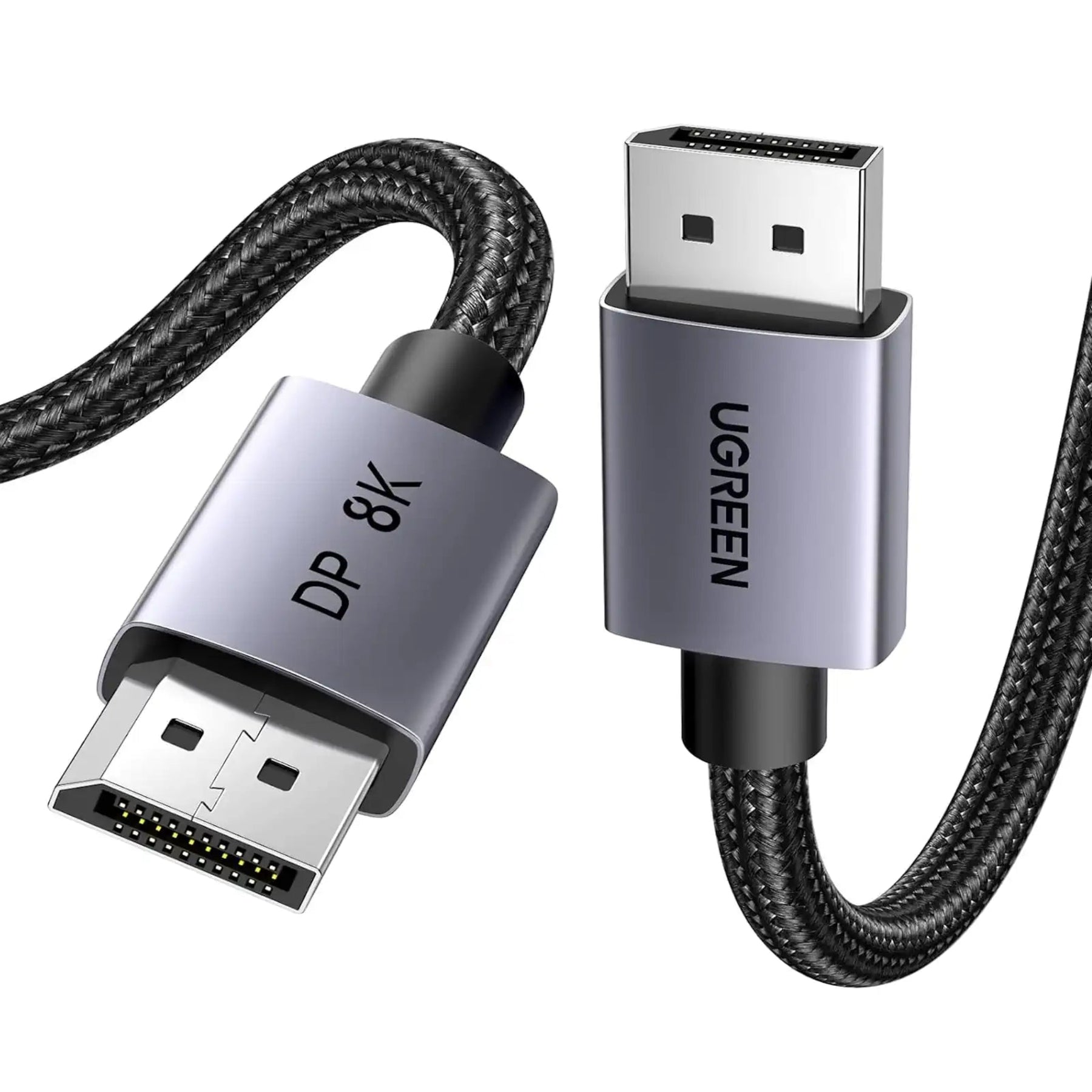 UGREEN DisplayPort cable with braided design on a white background