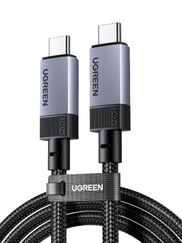 UGREEN L701 USB-C to USB-C 1M cable with 240W fast charging, 10Gbps data transfer, and 4K video output support for laptops, tablets, phones, monitors, and SSDs.