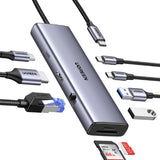 UGREEN Revodok 9-in-1 USB-C Hub 15375 with 4K HDMI, Gigabit Ethernet, USB data ports, 100W PD charging, and SD TF card reader for laptops