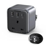 Ugreen UK to European Plug Adapter PD 30W Travel Adapter with USB‑C GaN Fast 4‑In‑1 – Best Price in Pakistan | Dynsol.pk - dynsol