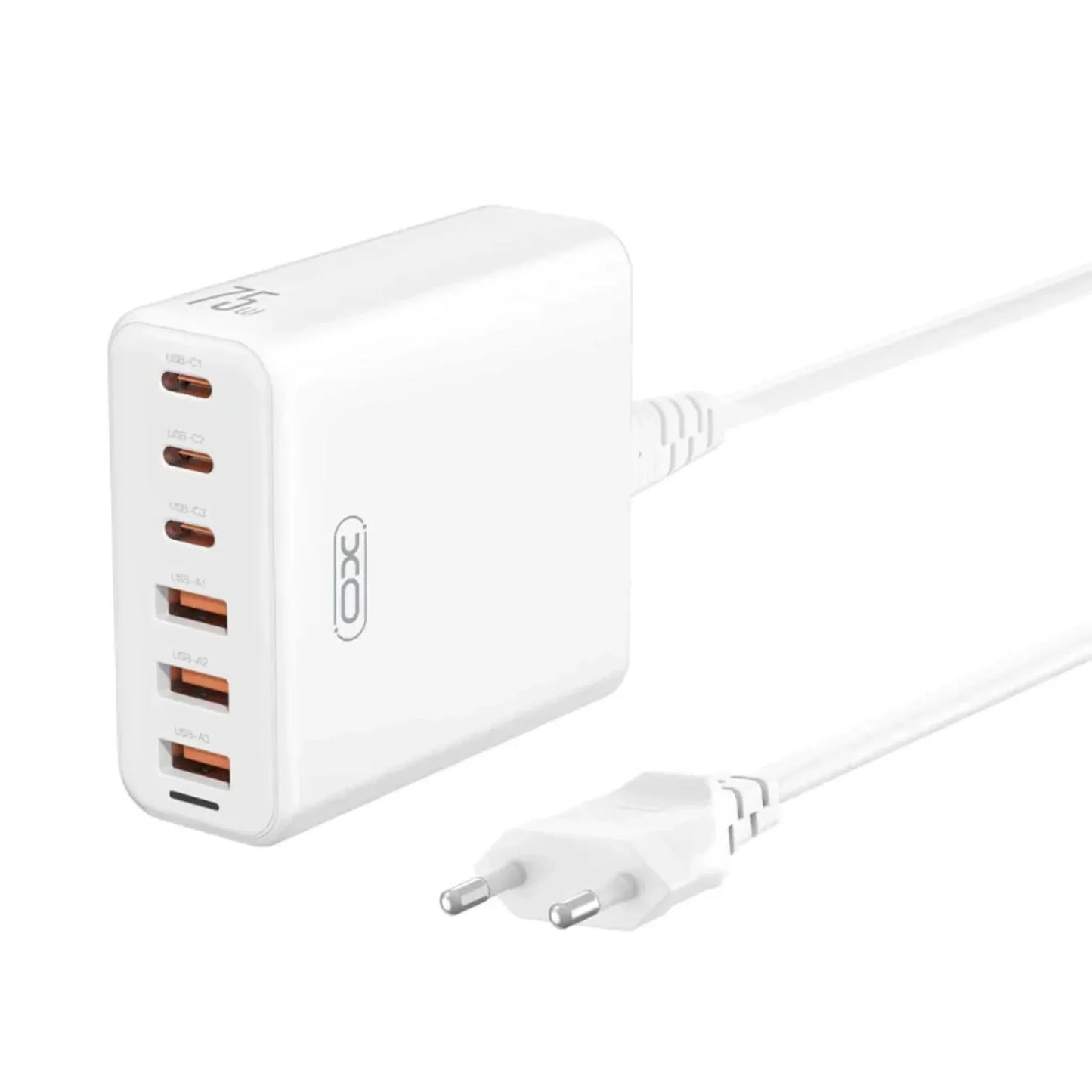 XO L133 (EU) Multi-Port Power Charger – 75W Fast Charging with QC/PD Compatibility – Best Price in Pakistan | dynsol.pk - dynsol