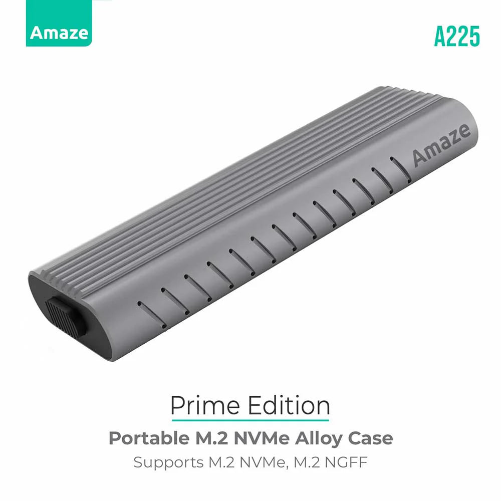Amaze A225 Prime Edition – M.2 NVMe &amp; SATA SSD Enclosure