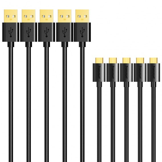 Tronsmart MUPP6 Premium USB Cables 5 Pack Black