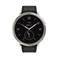 Amazfit Active 2 Premium Edition smartwatch in black and red design with AMOLED display, leather strap, sports strap, and GPS features