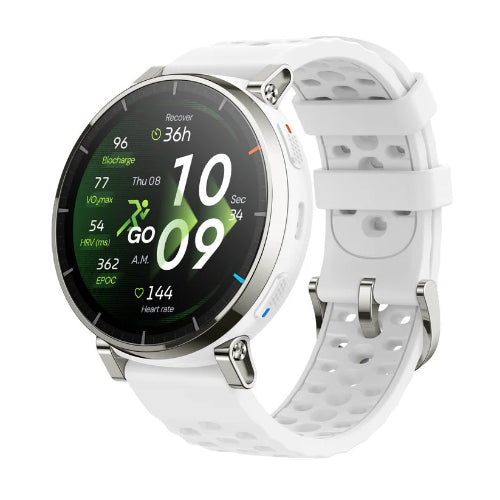 Amazfit Active 3 Premium White Smartwatch with Premium Design and Health Monitoring Features