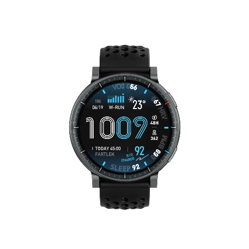 Amazfit Active Max Smartwatch black color front view with AMOLED display