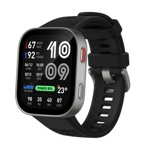 Amazfit Bip Max Smartwatch with 2.07-inch AMOLED display, built-in GPS, black strap and premium fitness tracking features