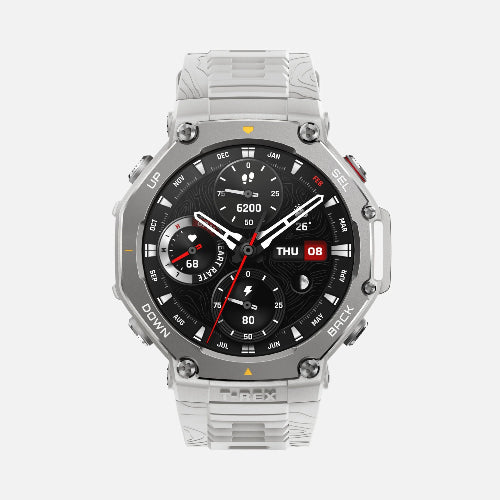 Amazfit T-Rex 3 white rugged GPS smartwatch with AMOLED display, offline maps and outdoor adventure features